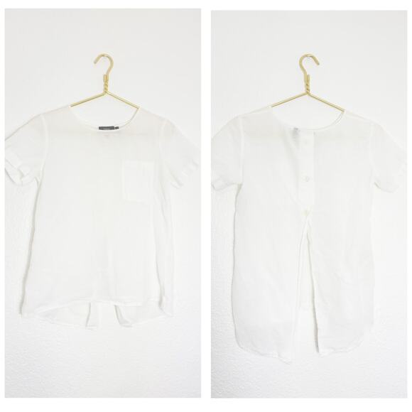 Theory Button Back Shirt Size XS Airy Cotton Lightweight Split Back Quiet Luxury - Picture 1 of 12